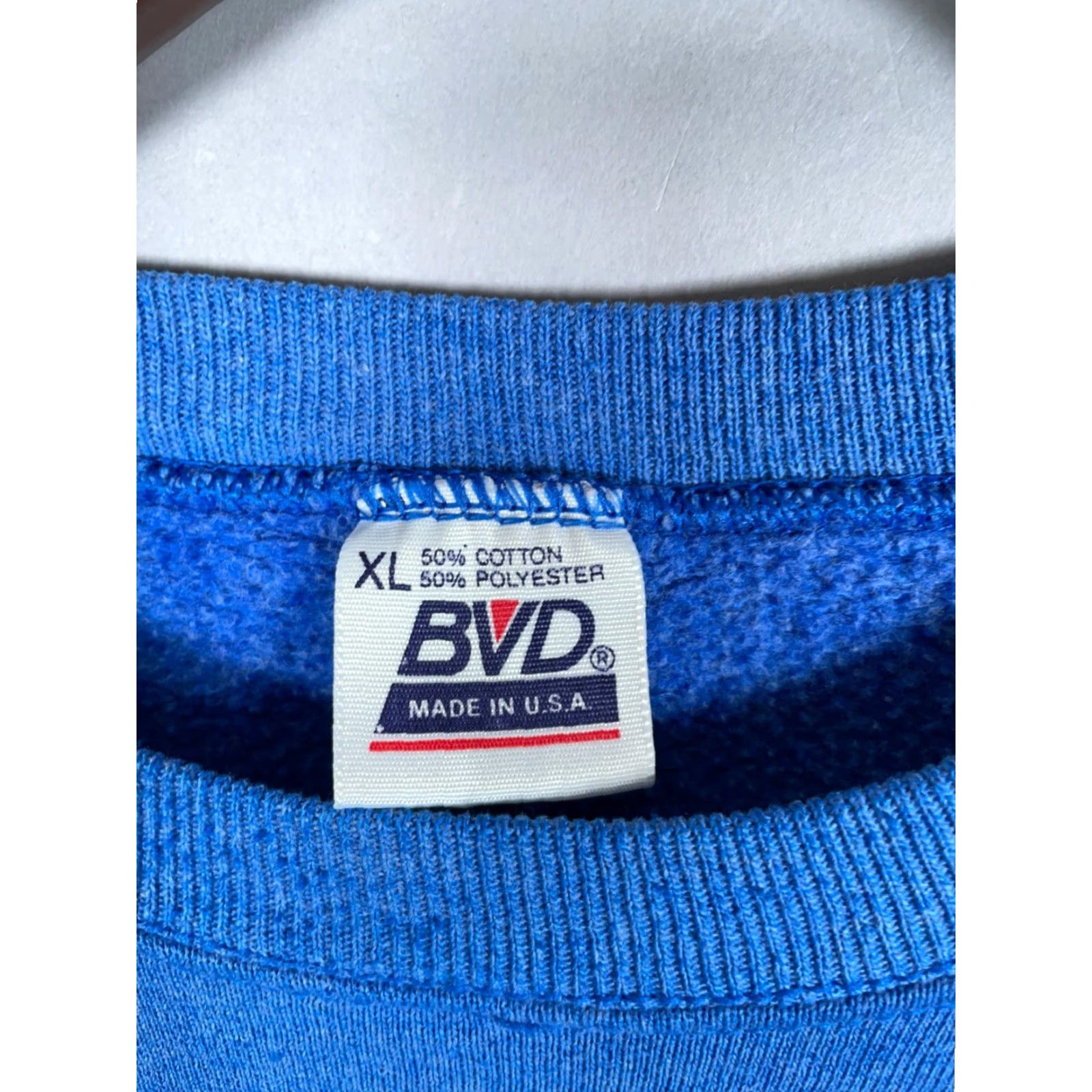 Vintage VTG BVD Blank Crewneck Sweatshirt Adult Large (XL Tag) Blue 50/50 Blend Solid Size US L / EU 52-54 / 3 - 4 Thumbnail