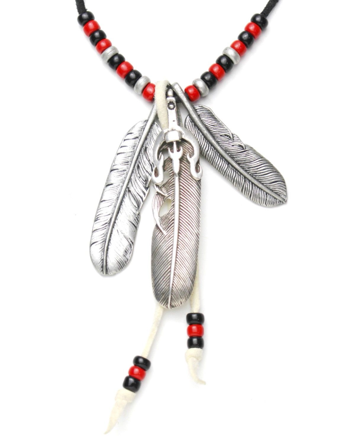 Vintage 2000S JAPANESE MADE SILVER & STEEL FEATHERS BEADED NECKLACE Size ONE SIZE - 3 Thumbnail