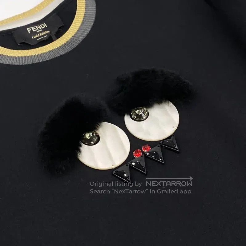 Fendi Fendi Black Cotton Monster Sweatshirt for Women . Size L / US 10 / IT 46 - 6 Thumbnail