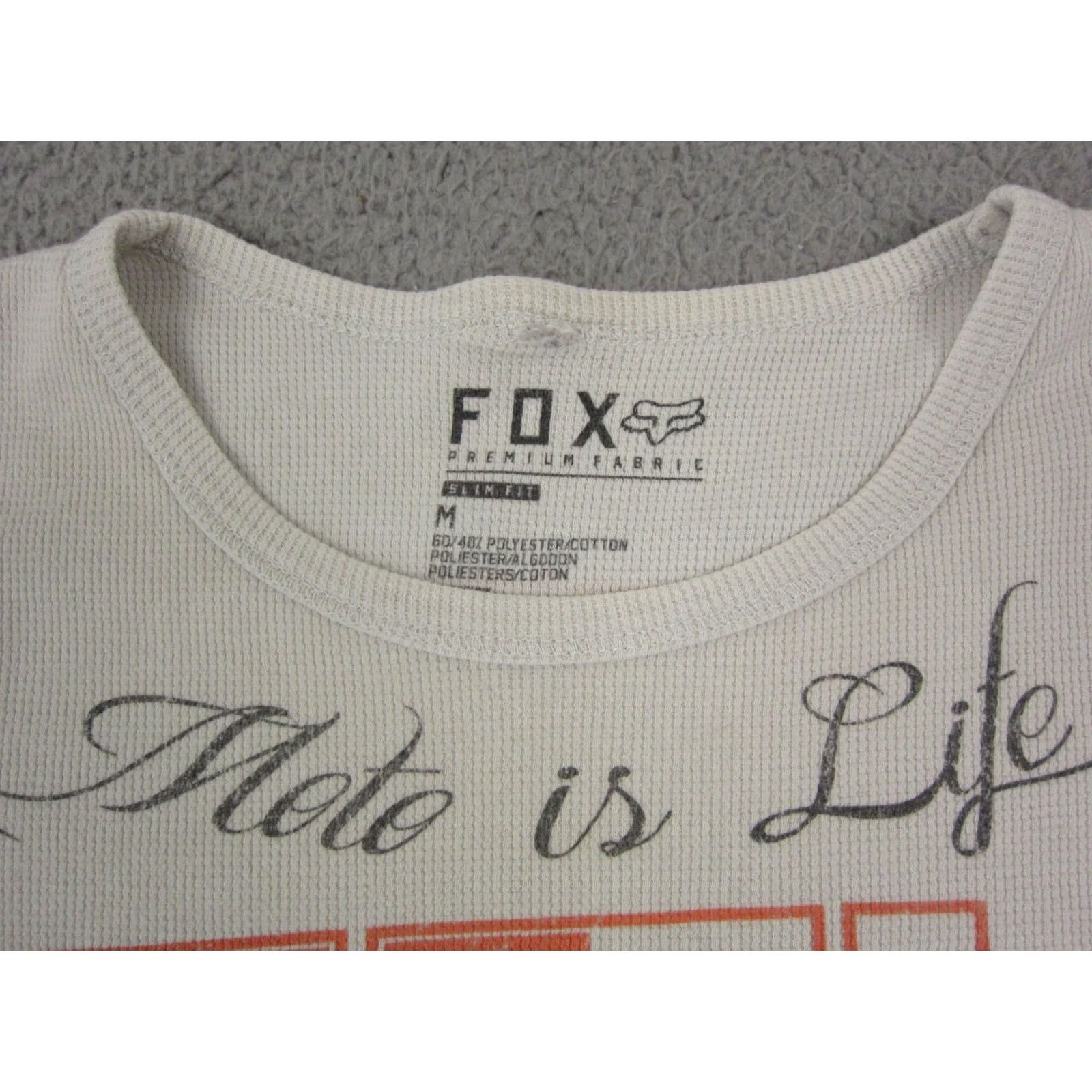 Fox Racing Fox Racing Shirt Adult Medium Creme MX34 Extreme Slim Fit Thermal Waffle Mens Logo Long Sleeve Crew Neck Beige 90s Biker Sports Size US M / EU 48-50 / 2 - 6 Thumbnail
