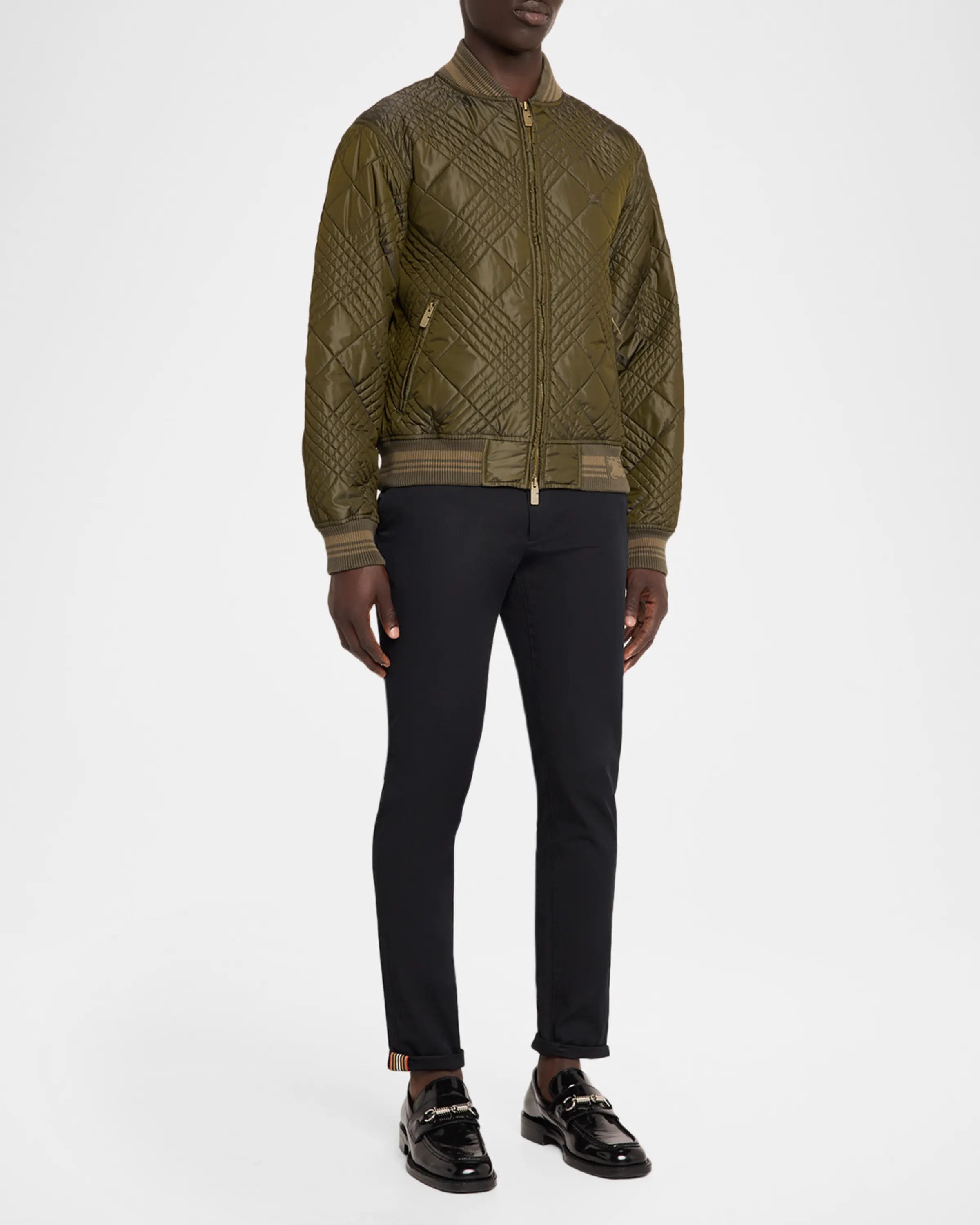 Burberry os11x0526 Rakewood Micro Check-Stitch Bomber Jacket in Green Size US XXL / EU 58 / 5 - 2 Thumbnail