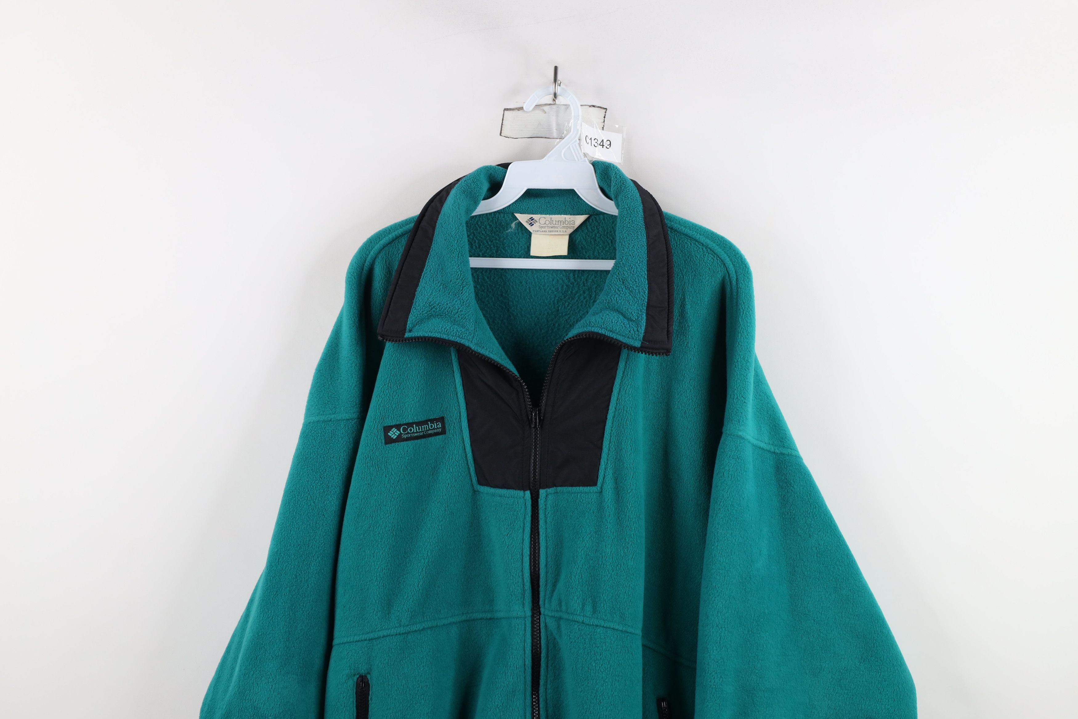 Columbia × Vintage Vintage 90s Columbia Box Logo Full Zip Fleece Jacket Teal Size US L / EU 52-54 / 3 - 2 Thumbnail