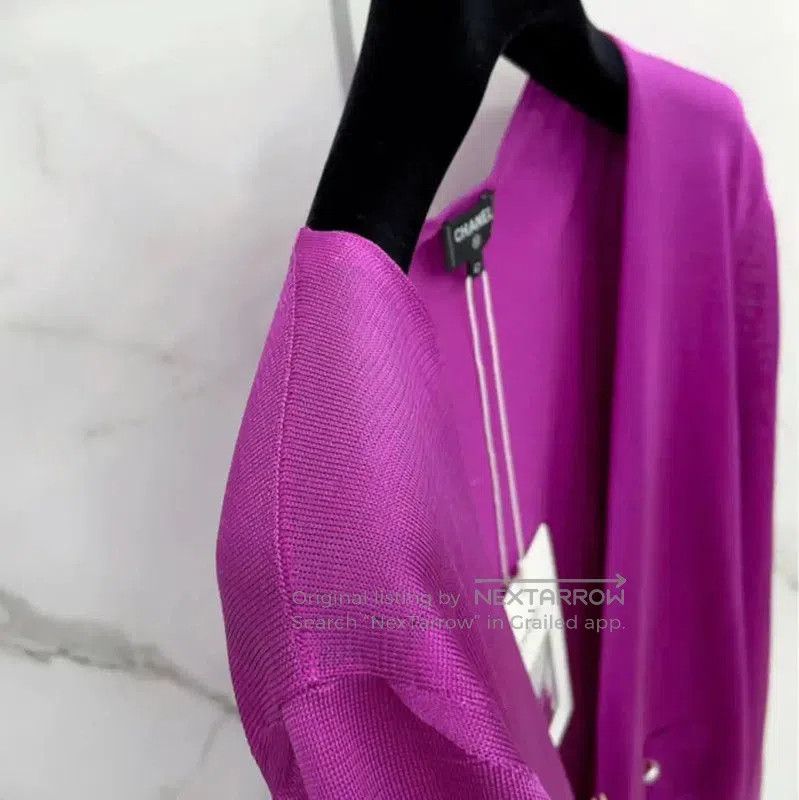 Chanel Chanel Purple Silk Long Sleeve Cardigan . Size M / US 6-8 / IT 42-44 - 4 Thumbnail