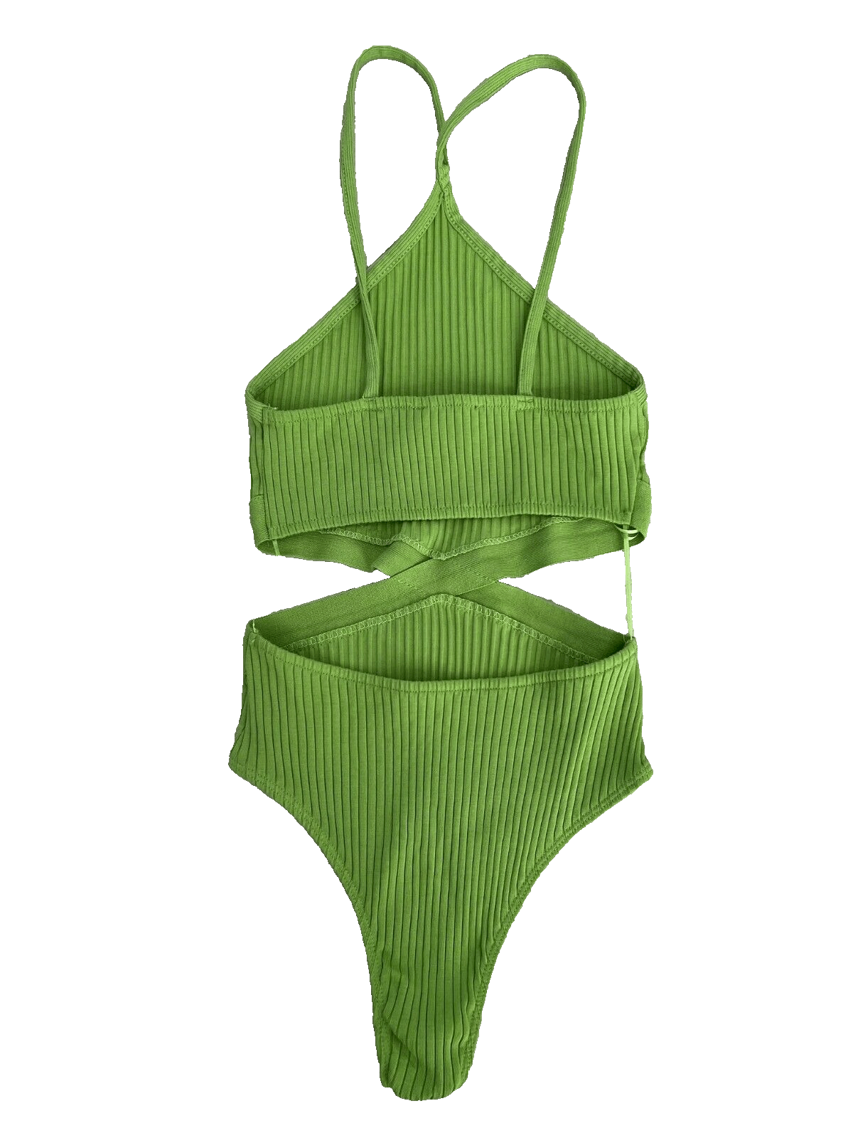 Zara Zara Rib Cutout Y2K Halter Bodysuit Green ( S ) Size S / US 4 / IT 40 - 10 Thumbnail