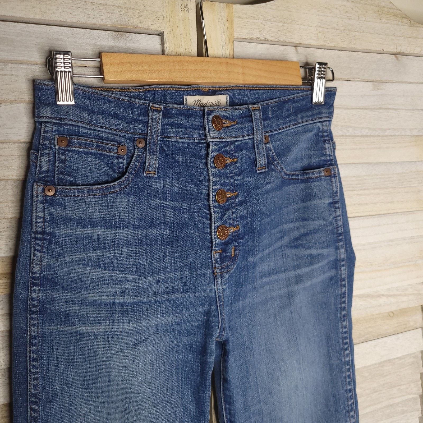 Madewell Madewell 10" High Riser Button Skinny Jeans Denim 25TL Size 26" / US 2 / IT 38 - 2 Thumbnail