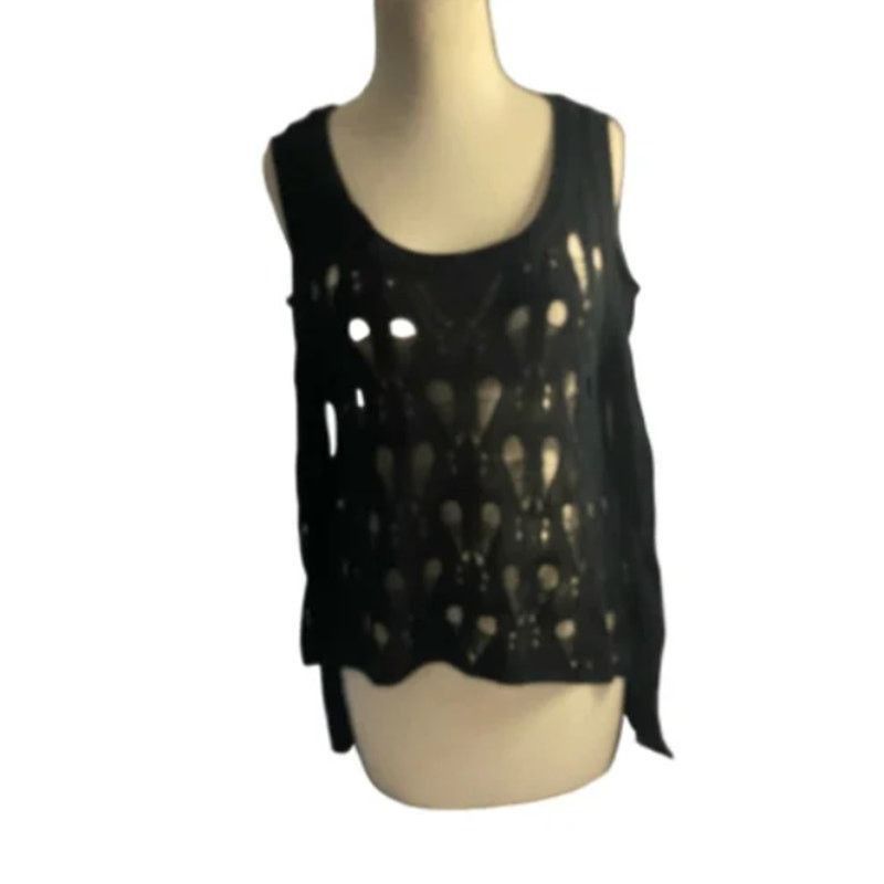Other Boho Gothic Punk Open Knit Crochet Cold Shoulder Top Lush S Size S / US 4 / IT 40 - 2 Thumbnail