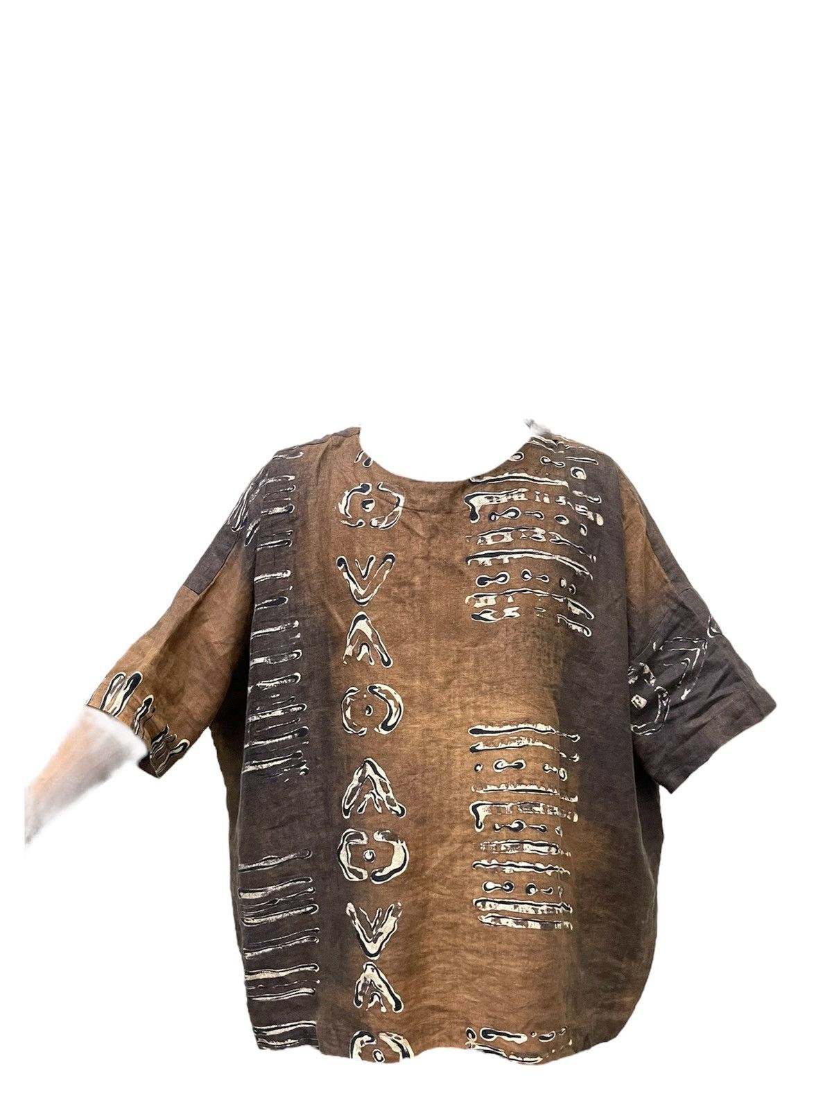 Vintage Vintage Eskandar Aboriginal Print Boat Neck 100%Line Tunic Size US XXL / EU 58 / 5 - 4 Thumbnail