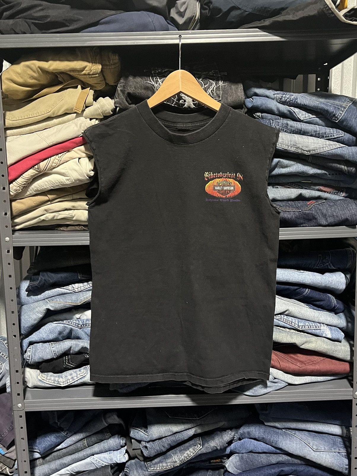 Harley Davidson × Vintage CRAZY VINTAGE HARLEY DAVIDSON BIKETOBER FEST GRUNGE CUTOFF Size US S / EU 44-46 / 1 - 2 Thumbnail