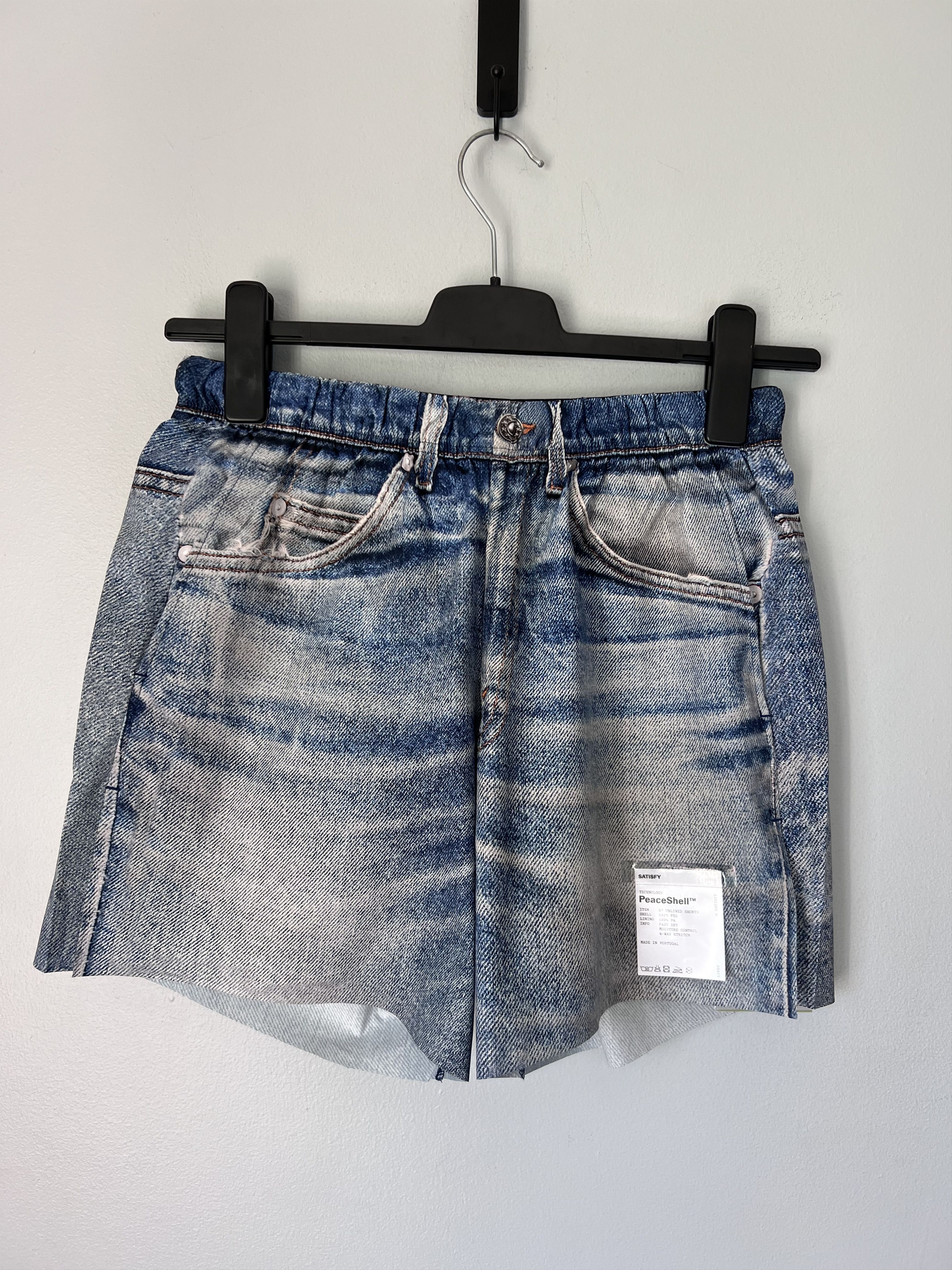 Satisfy Satisfy Running Peaceshell 5 Inch Unlined Shorts Blue Denim Size US 34 / EU 50 - 1 Thumbnail