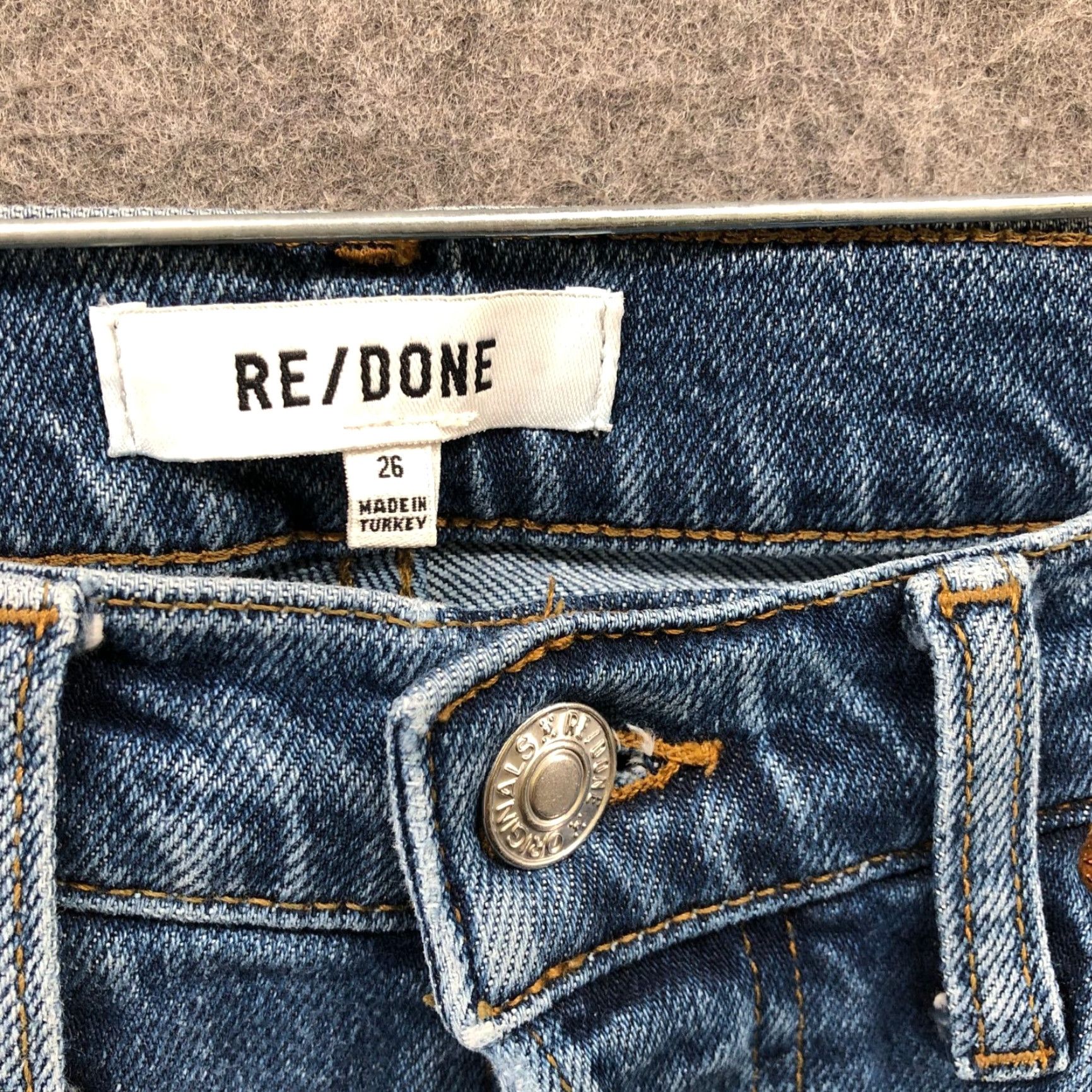 RE/DONE VINTAGE Re/Done 90s High Rise Ankle Crop Jeans Womens 26 Dark Stone Button Fly Blue Size 26" / US 2 / IT 38 - 6 Thumbnail