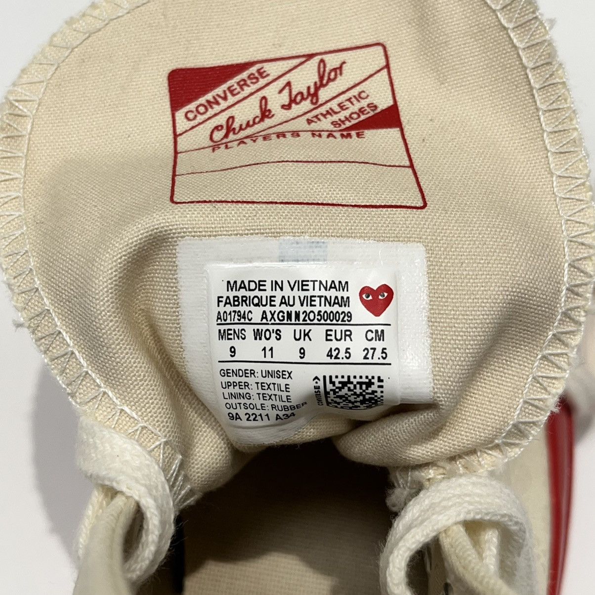 Comme des Garcons × Converse Converse Chuck Taylor All Star 70 Hi x CDG Play Red Midsole Size US 9 / EU 42 - 13 Thumbnail