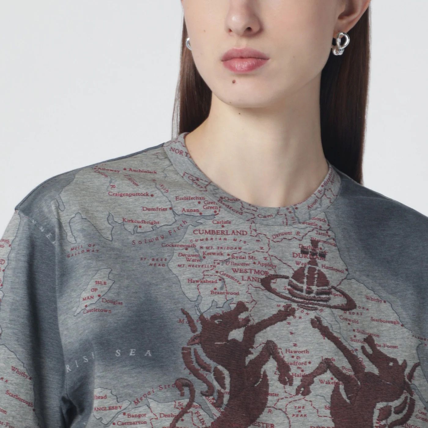 Vivienne Westwood o1d2blof0526 Logo Print Short Sleeve T-Shirt in Grey Size XS / US 0-2 / IT 36-38 - 4 Thumbnail