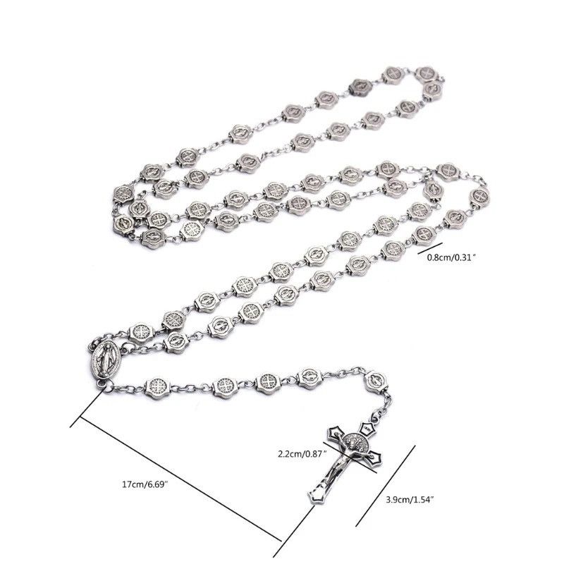 Jewelry Fashion Saint Benedict Rosary Necklace Chain Catholic Church Size ONE SIZE - 3 Thumbnail