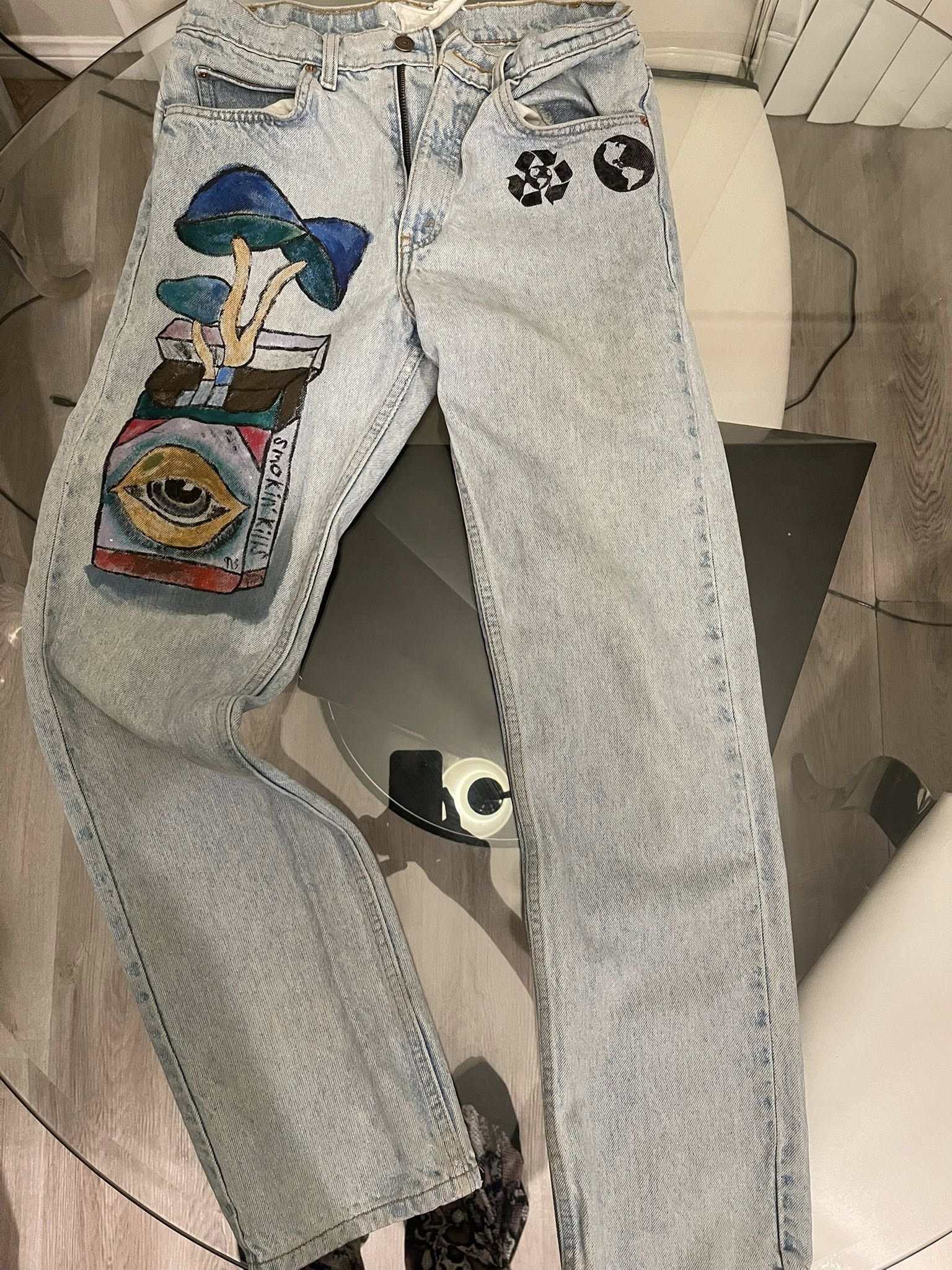 Levi's Levi's 505 Denim Jeans with Hand Painted Design Size US 34 / EU 50 - 2 Thumbnail