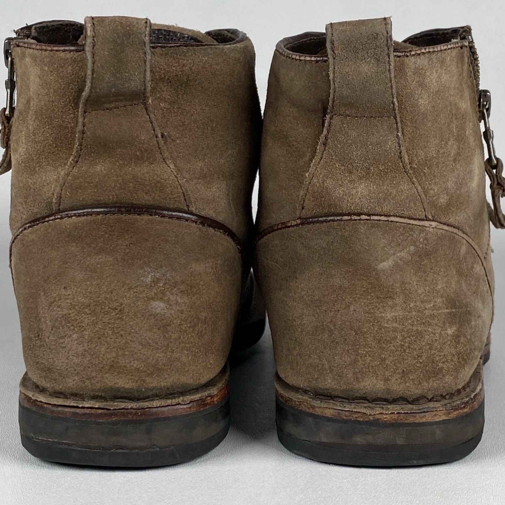 John Varvatos John Varvatos Barrett Boots Mens Leather Lace Up Ankle Chukka Bootie 10.5 Brown Rubber Burnished Toe Exposed Zippers M Contribution Size US 11 / EU 44 - 7 Thumbnail