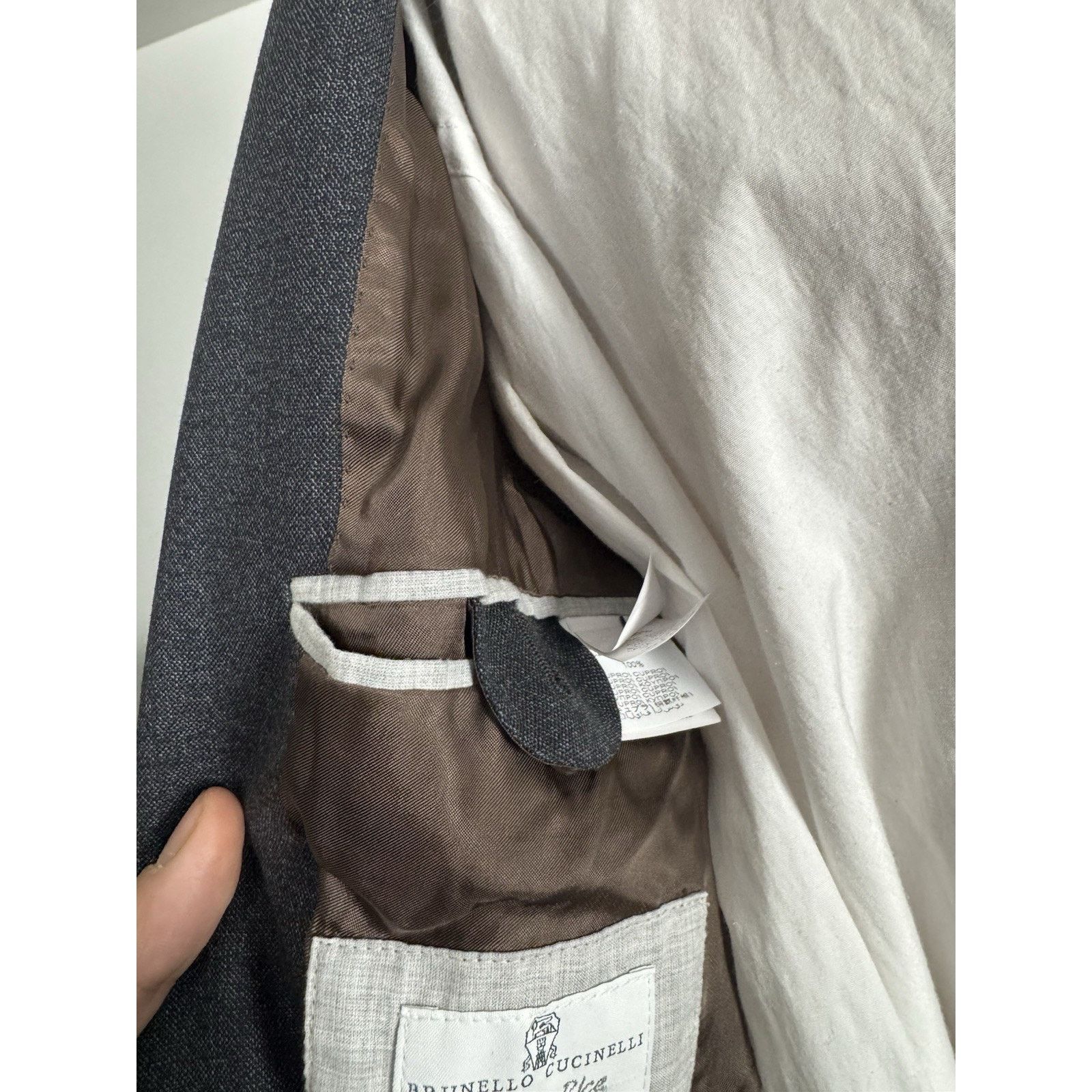 Brunello Cucinelli Brunello Cucinelli Charcoal Wool Peak Lapel Blazer 46/36 Size 36R - 10 Thumbnail