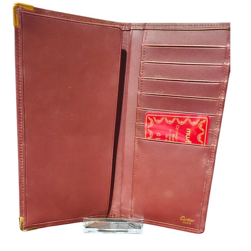 Cartier Cartier Vintage Bi-fold Long Wallet Bordeaux Red Size ONE SIZE - 2 Thumbnail