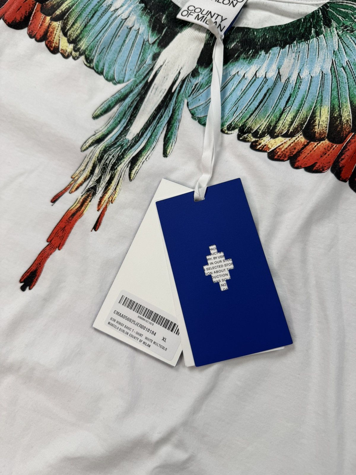 Marcelo Burlon MARCELO BURLON WING TEE GREEN / ORANGE WHITE Size US XL / EU 56 / 4 - 4 Thumbnail