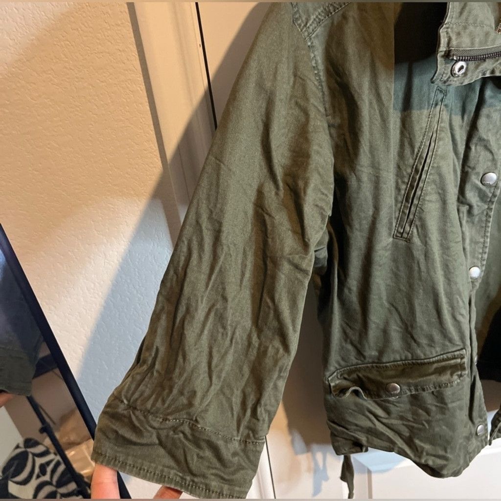 Express Express Olive Green Women's Jacket w Flowers Bird Embroidery Size M / US 6-8 / IT 42-44 - 5 Thumbnail