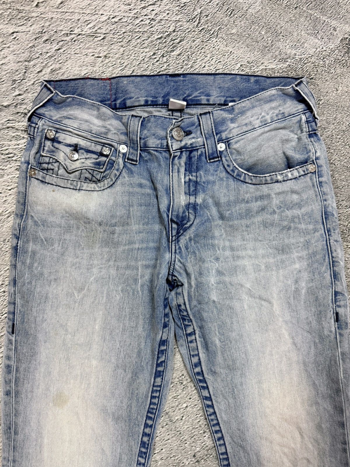 True Religion True Religion baby blue jeans black thick stitching straight Size US 32 / EU 48 - 7 Thumbnail
