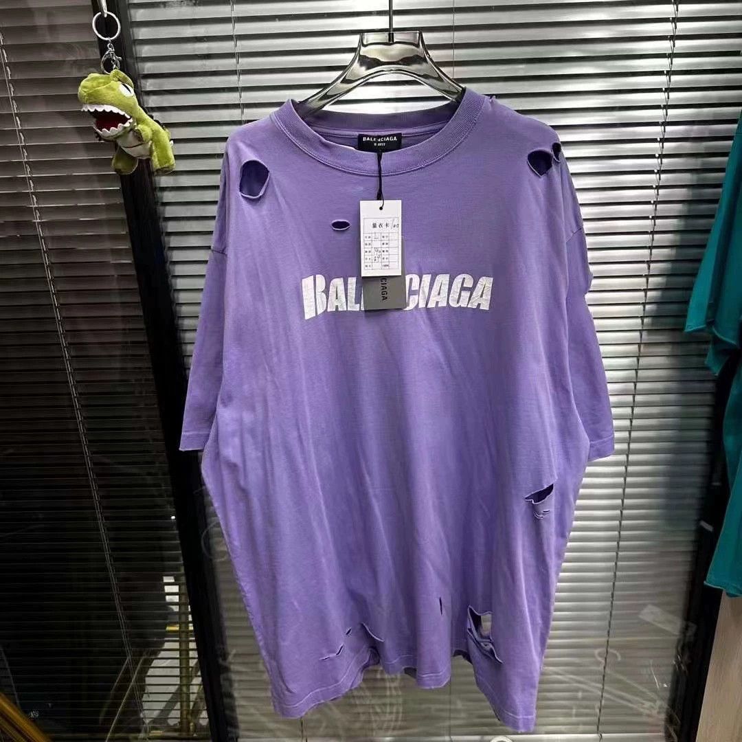 Balenciaga Balenciaga Purple Destruction Short Sleeve Size US L / EU 52-54 / 3 - 1 Thumbnail