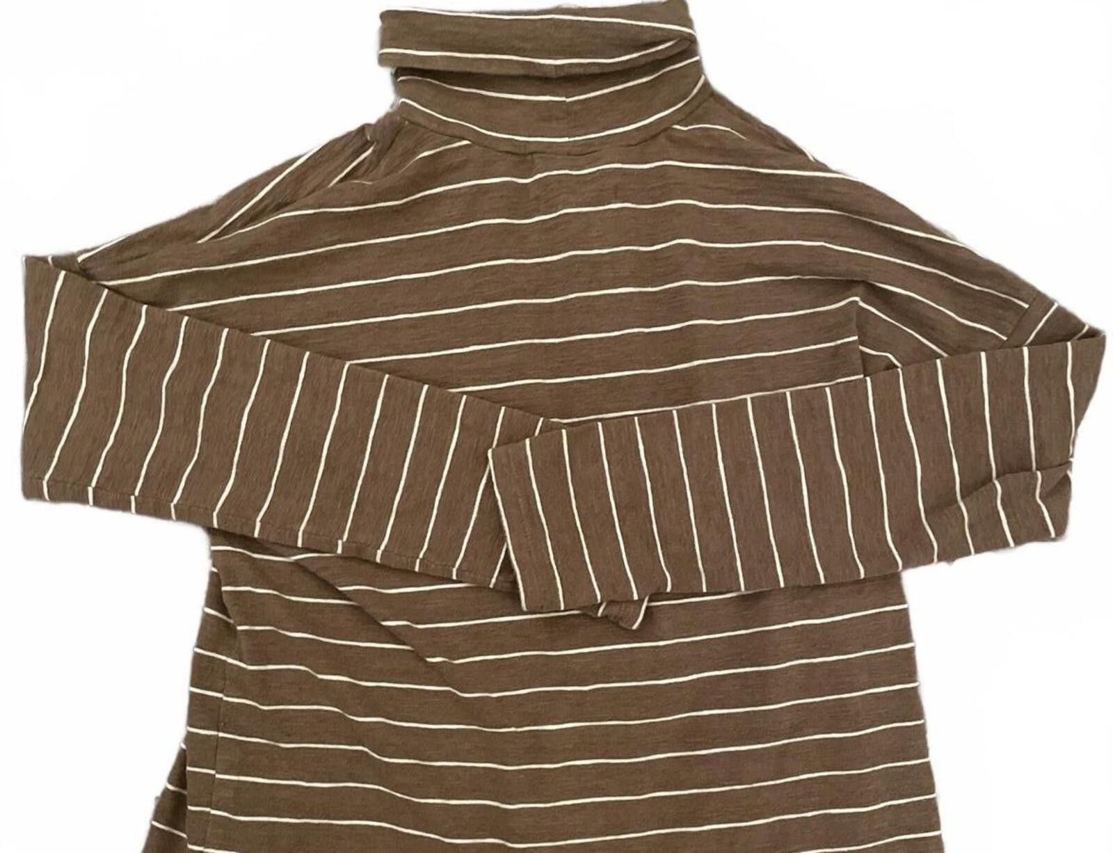 Madewell Madewell Striped Turtleneck Top Women's Small Brown White Size S / US 4 / IT 40 - 4 Thumbnail