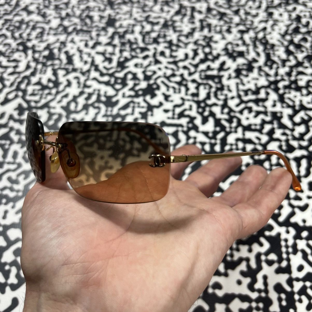 Chanel Vintage Y2K CHANEL Rimles Brown Lens Sunglasses Luxury Style Size ONE SIZE - 2 Thumbnail