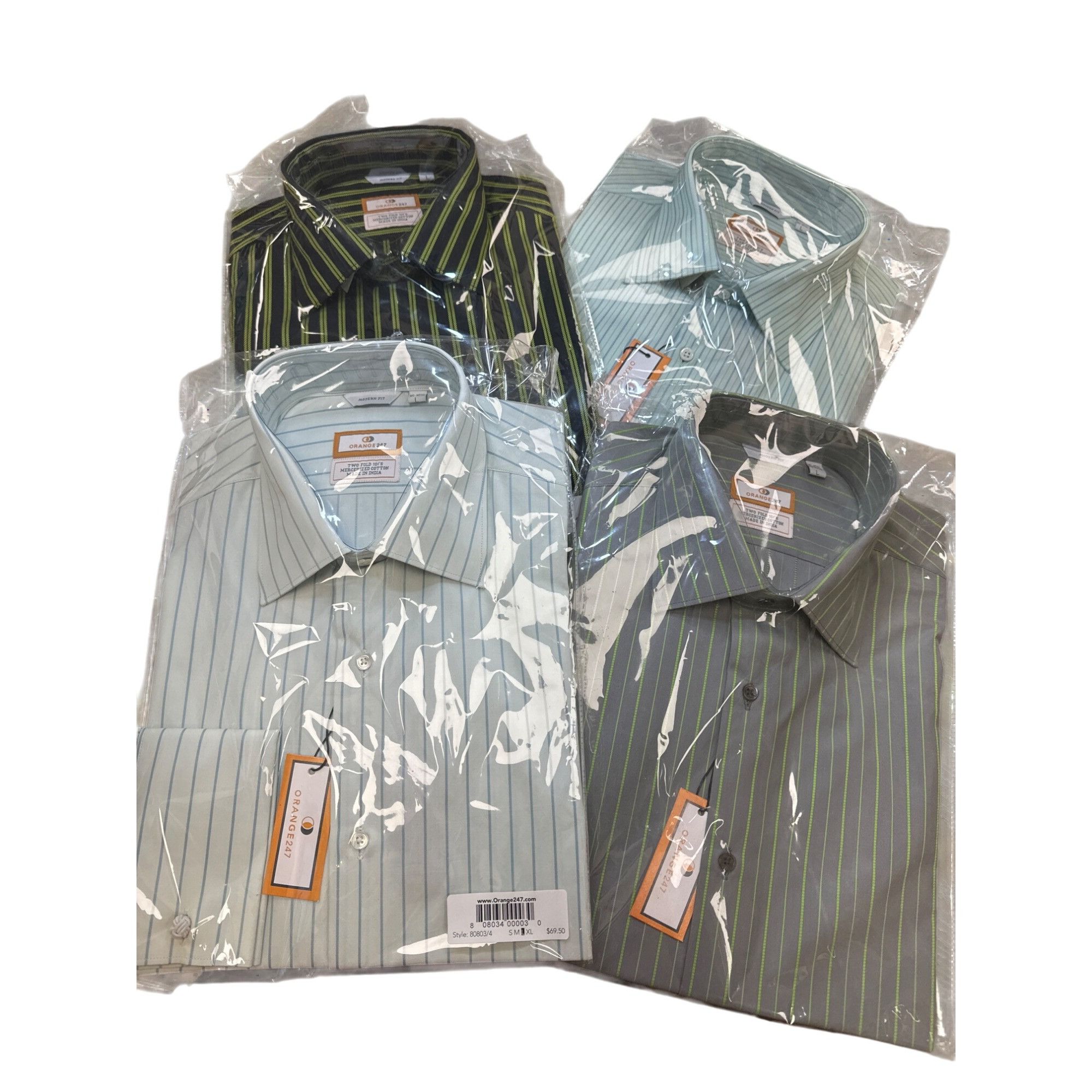 Designer Orange247 Mens Long Sleeve Button Down Pinstriped Shirts Set Size US L / EU 52-54 / 3 - 10 Thumbnail