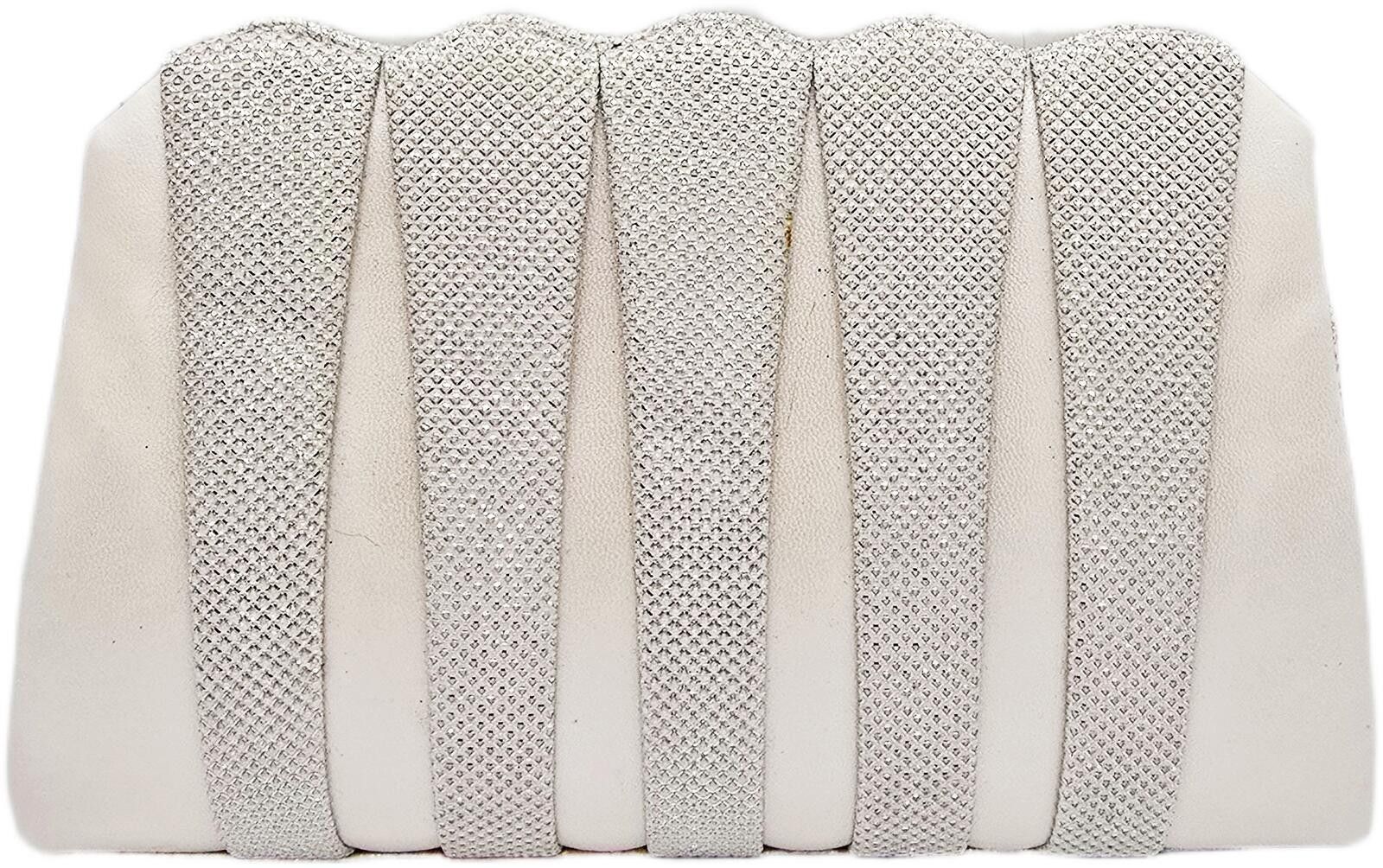 Unknown London Elegant White and Silver Evening Clutch Bag with Chain Strap Size ONE SIZE - 3 Thumbnail