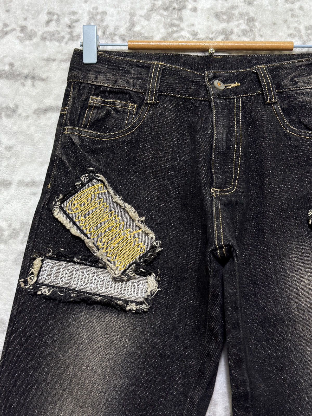If Six Was Nine Vintage Punk Patchwork Denim Y2K Regular Fit Jeans Size US 26 / EU 42 - 4 Thumbnail