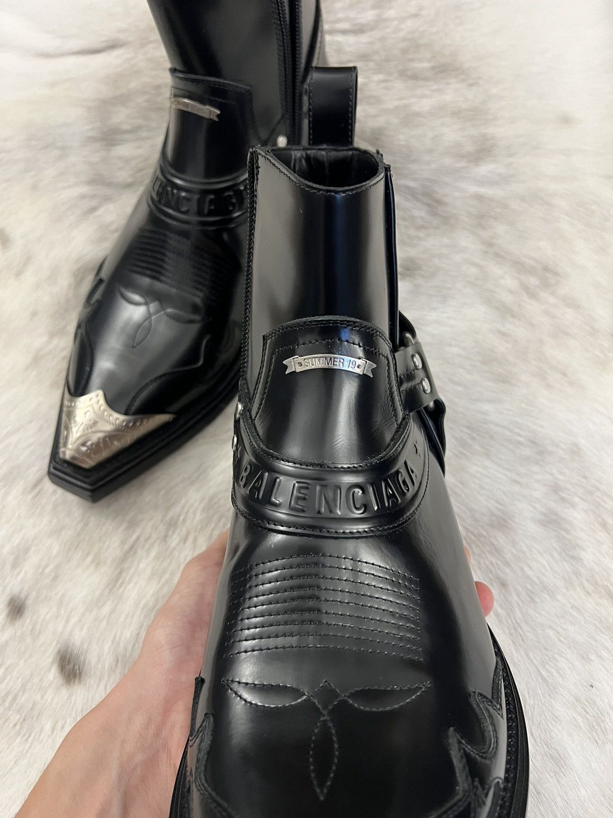 Balenciaga 🚨 Cowboy Balenciaga Santiag Boots - Black Leather Size US 8 / EU 41 - 8 Thumbnail