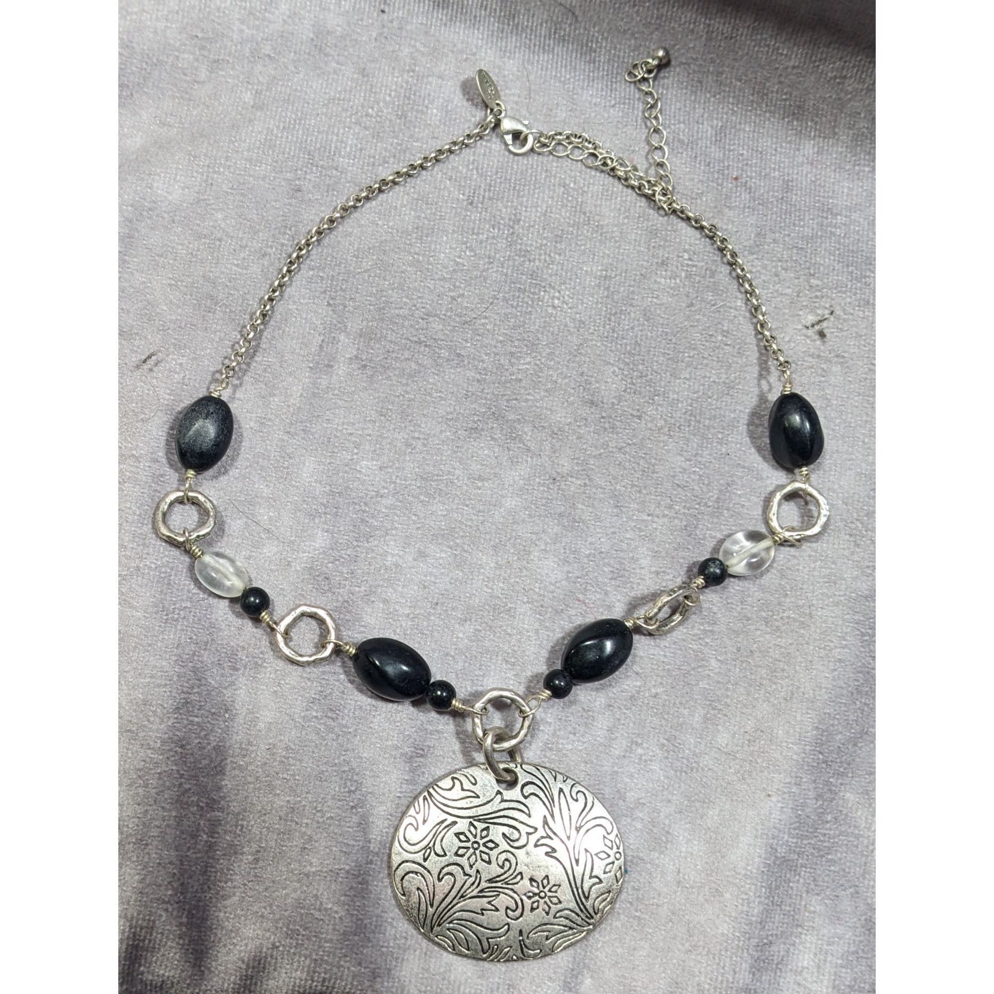 Other Lia Sophia Black And Silver Tone Beaded Floral Pendant Neckl Size ONE SIZE - 7 Thumbnail
