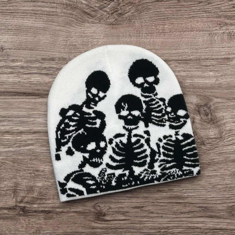 Other ALT Grunge SKULL Skeleton Beanie | Y2K PUNK Opium Hat Size ONE SIZE - 1 Preview