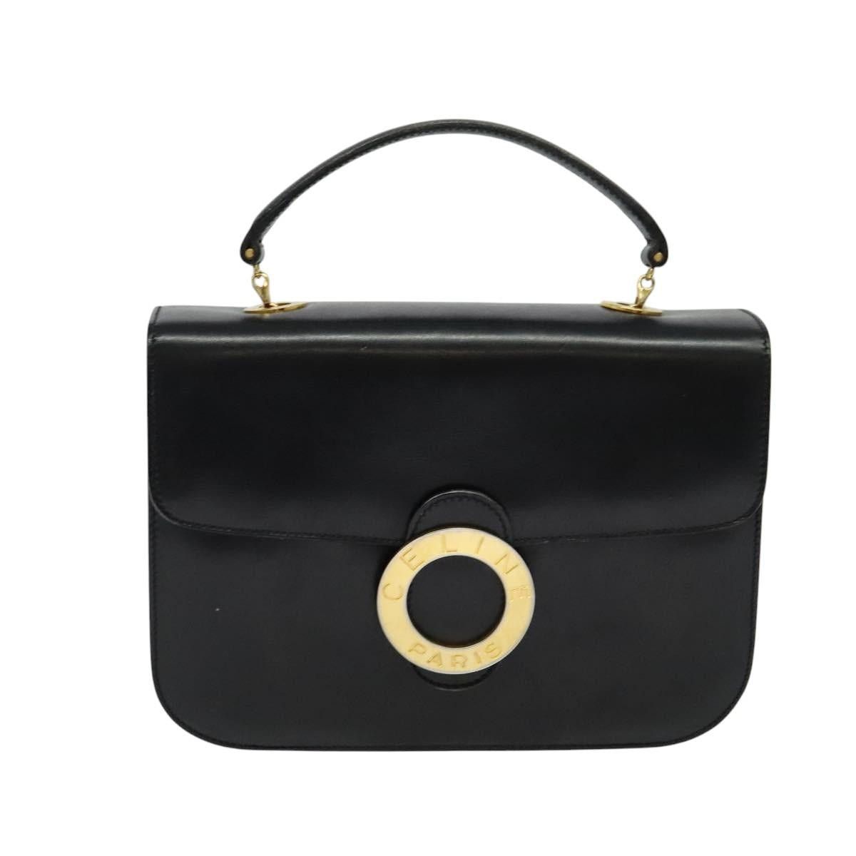 Celine CELINE Hand Bag Leather Black Gold Size ONE SIZE - 2 Thumbnail
