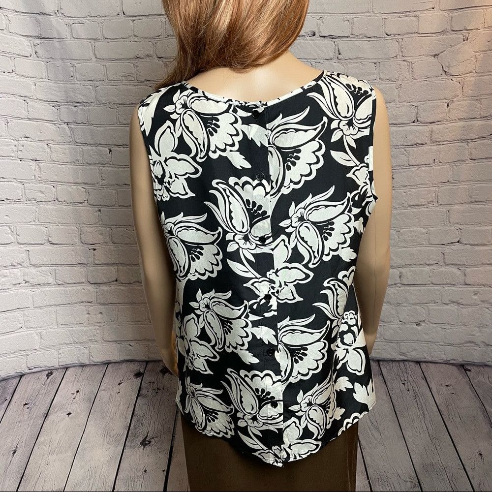 Talbots Talbots Black White Floral Silk Blouse Size 6 Size M / US 6-8 / IT 42-44 - 4 Thumbnail