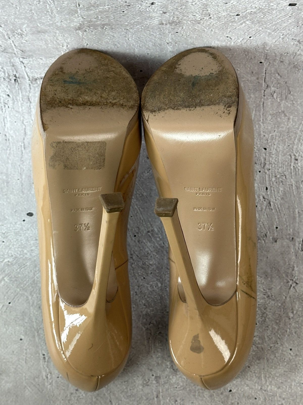Saint Laurent Paris Saint Laurent Beige Patent Leather Made in Italy Heels Size US 7.5 / IT 37.5 - 20 Thumbnail