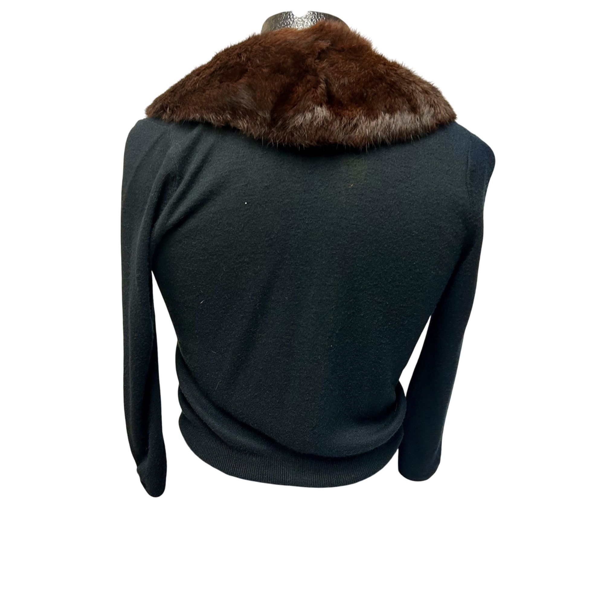 DuPont 50's Orlon Cardigan MINK FUR Collar Jeweled Clasp Sweater M Size M / US 6-8 / IT 42-44 - 5 Thumbnail