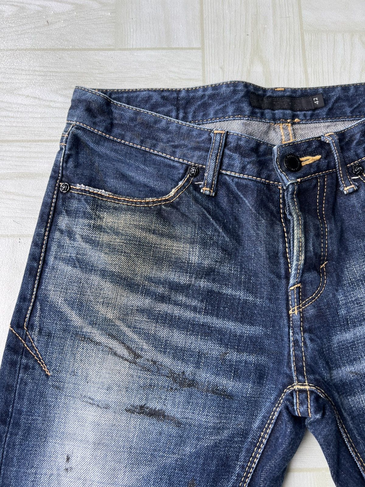 GOSTAR DE FUGA Y2K Fuga Lace Up Flare Stone Wash Whiskers Faded Denim Jeans Size US 30 / EU 46 - 6 Thumbnail