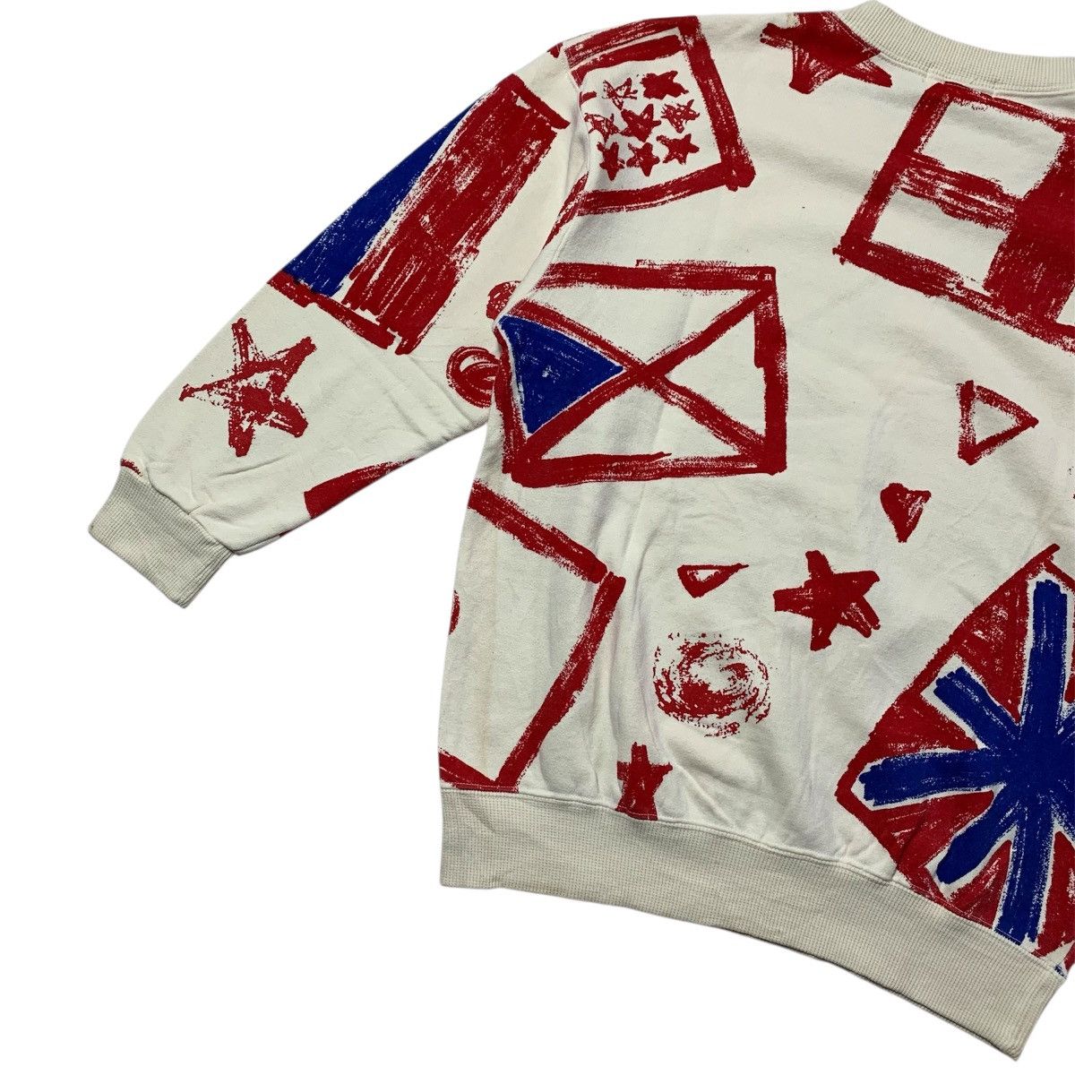 Issey Miyake Vintage 90s Issey Miyake Calk Painted Abstract Sweetshirt Size US M / EU 48-50 / 2 - 6 Thumbnail
