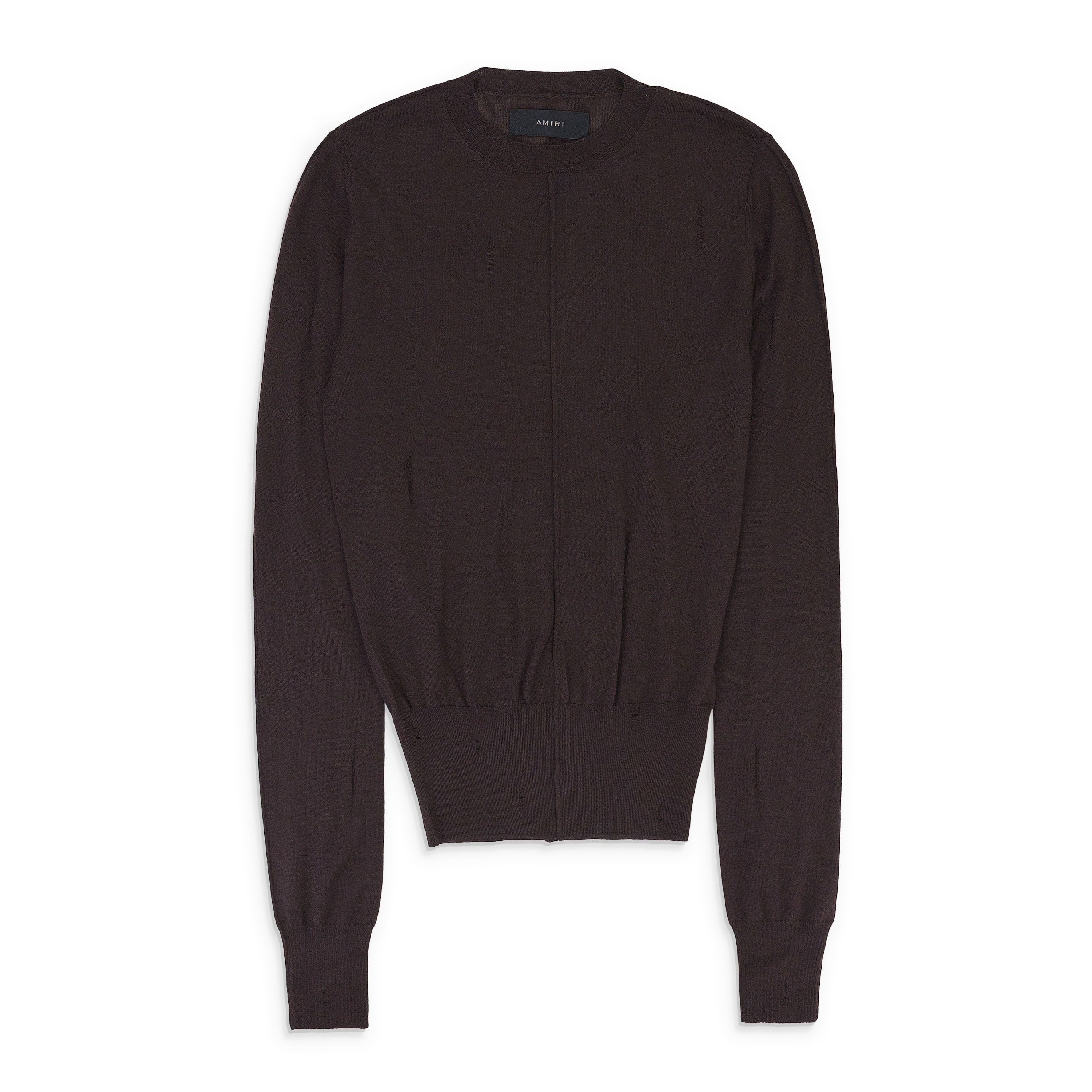 Amiri Amiri BROWN DISTRESSED CASHMERE SWEATER SIZE L Size L / US 10 / IT 46 - 1 Thumbnail
