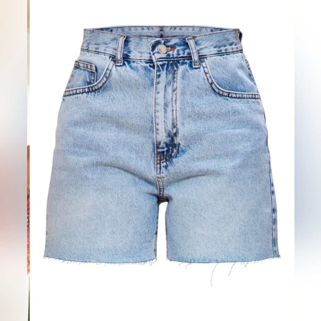 PrettyLittleThing Prettylittlething Lt Blue Wash Loose Fit Girlfriend Shorts 4 Size 27" / US 4 / IT 40 - 2 Thumbnail