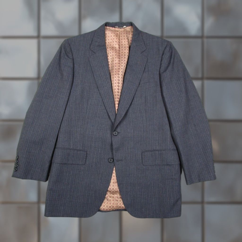 Chester Barrie VINTAGE Carroll & Co Jacket Mens 42 Regular Blue 2 Button Wool Blazer Chester Barrie Size 42R - 1 Thumbnail