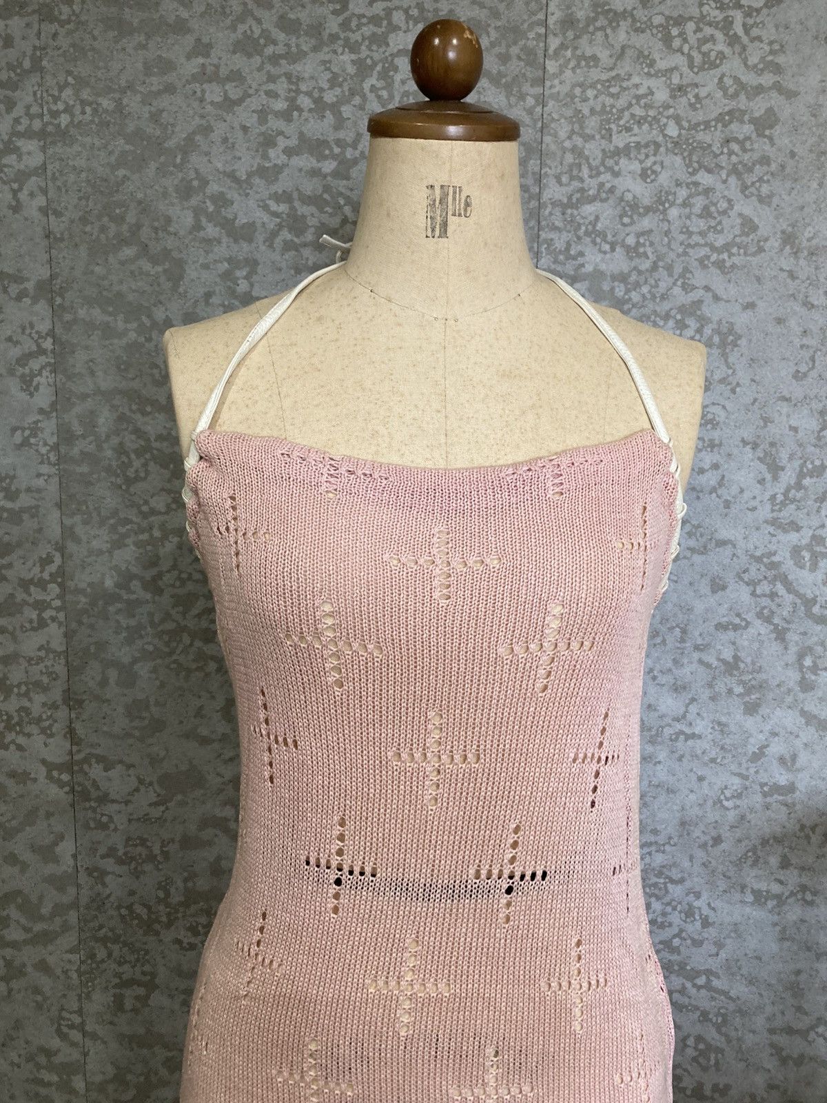 Japanese Brand Fairy Grunge Japanese Archive Pink Open Knit Lace-Up Dress Size S / US 4 / IT 40 - 5 Thumbnail