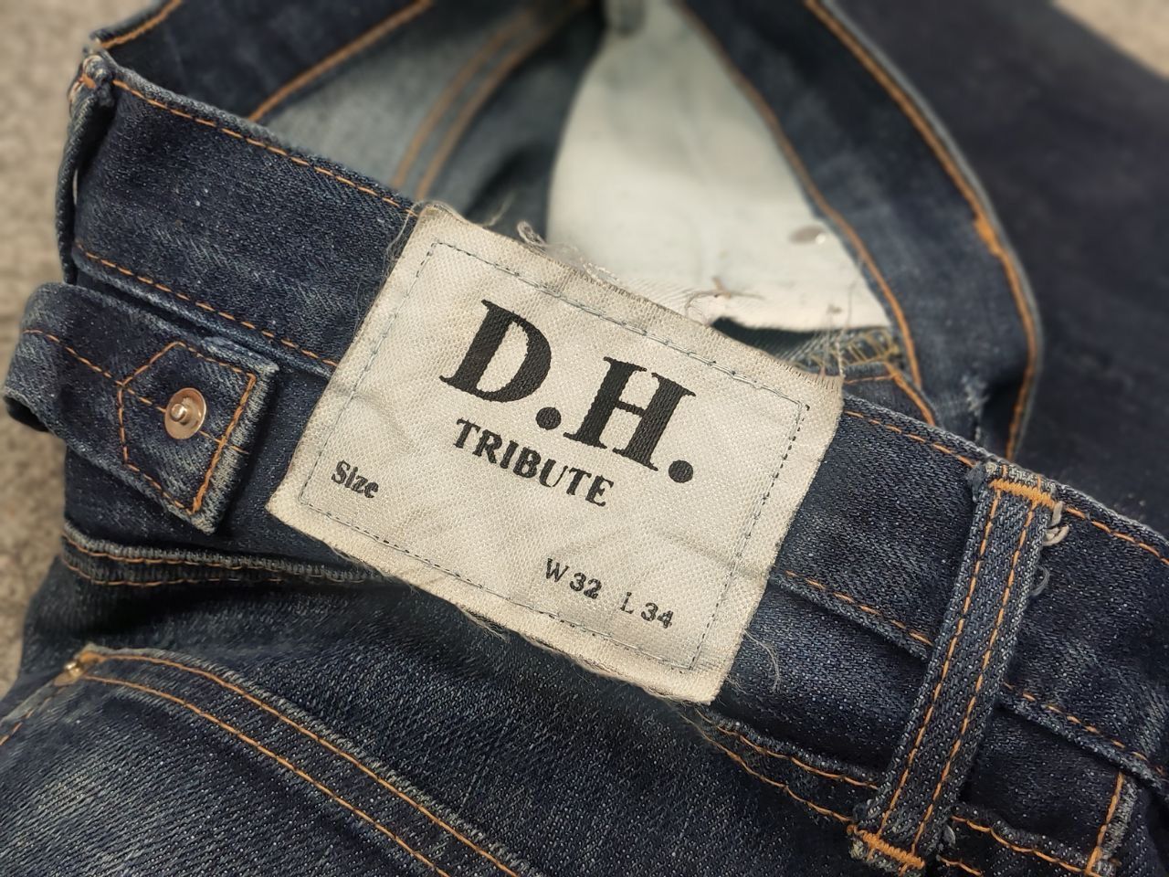 Japanese Brand Vintage D.H. Tribute Japanese Selvedge Faded Denim Jeans Size US 32 / EU 48 - 13 Thumbnail