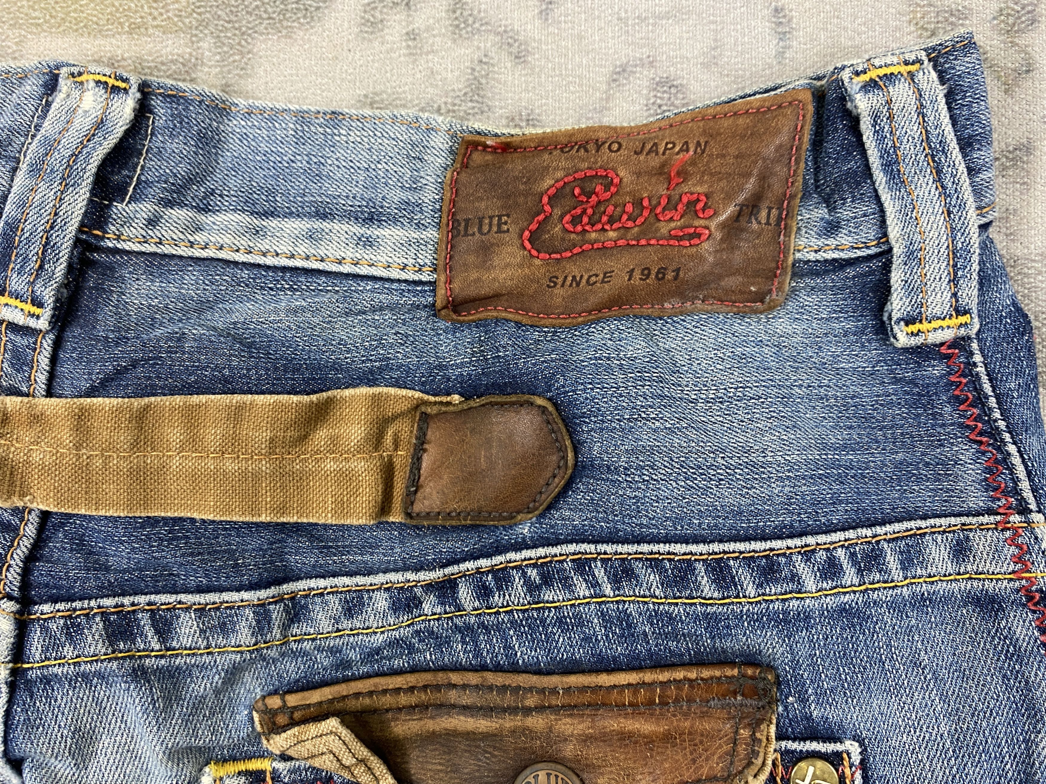 Kapital Edwin Jeans Japan 503 Blue Trip Distressed Mud Washed-JN3800 Size US 35 - 11 Thumbnail