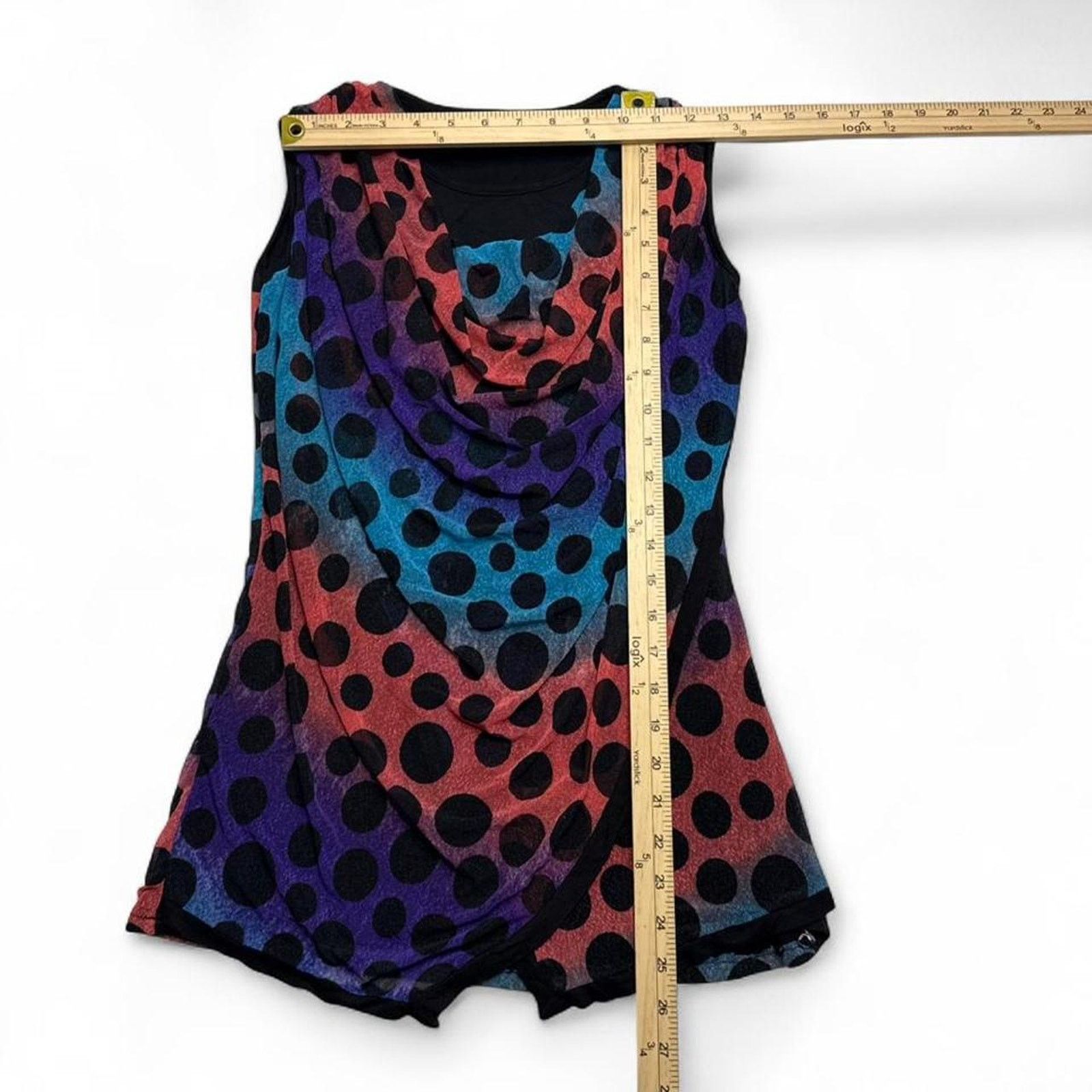 Other Polka Dot Multi Color Cowl Neck Early Draping Top size large Size L / US 10 / IT 46 - 6 Thumbnail