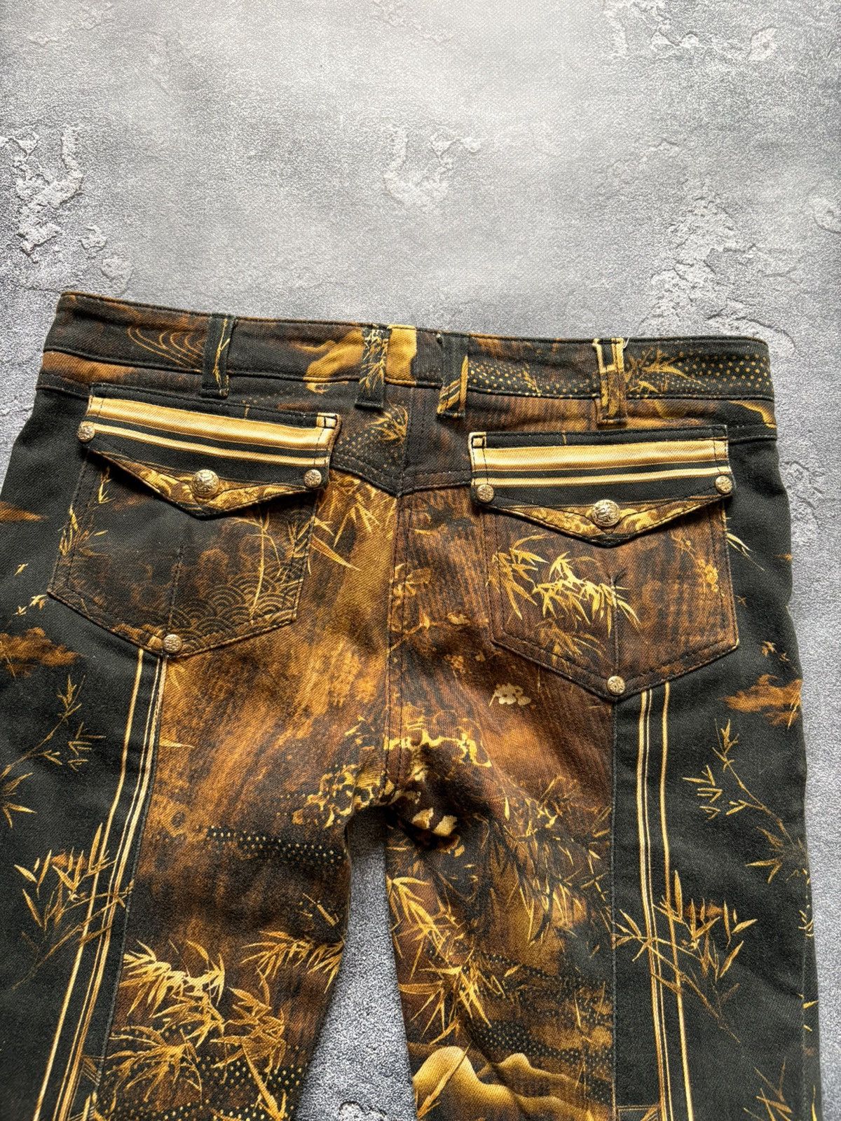 Balmain Vintage Balmain Luxury Black Gold Baroque Print Pants RARE Size 26" / US 2 / IT 38 - 3 Thumbnail