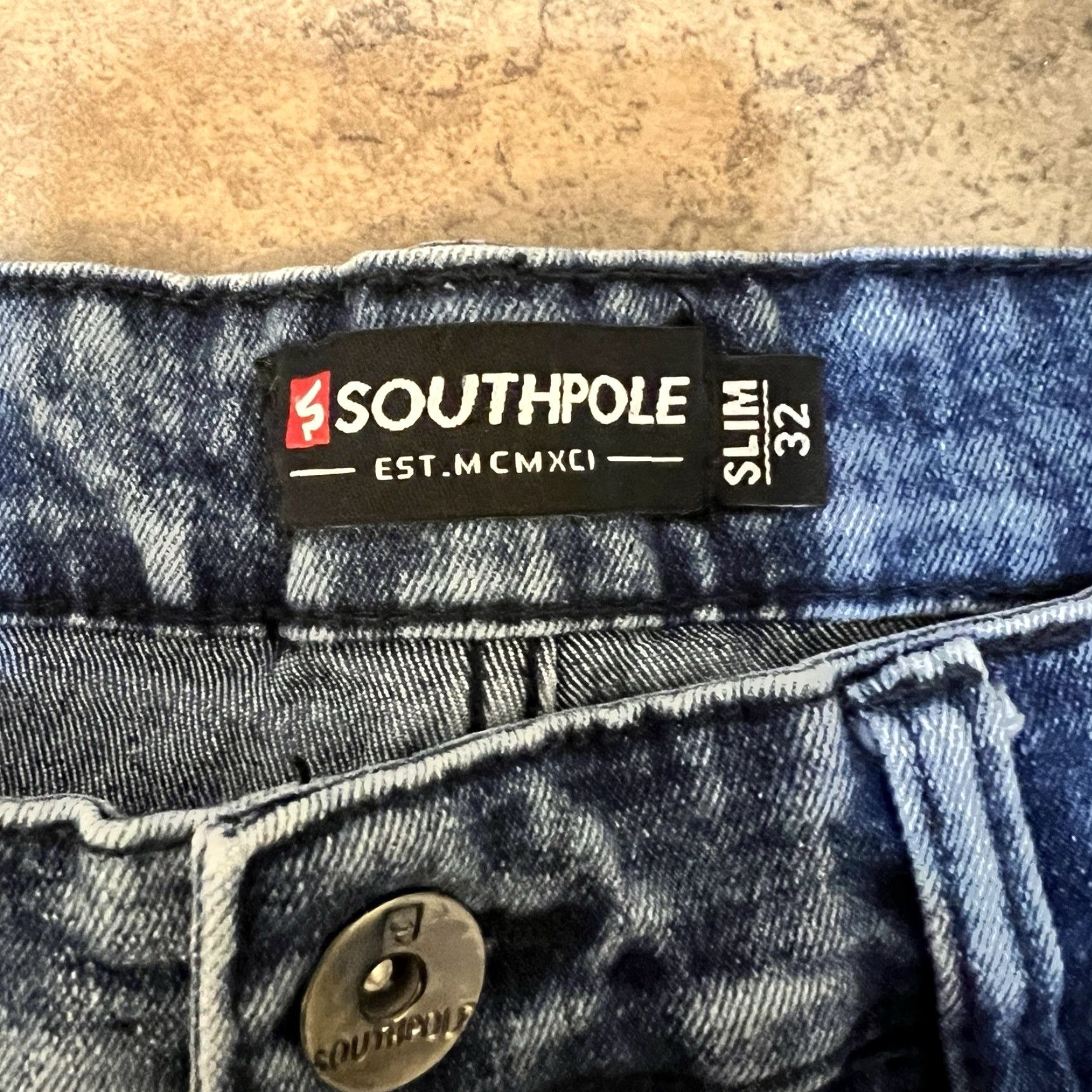 Southpole Southpole Blue Jean Shorts - Slim 32 - Distressed - Black Stripes - Men’s - Denim Front Zip Casual 90s Hip Hop Grunge Jeans Shorts Mens Size US 32 / EU 48 - 2 Thumbnail