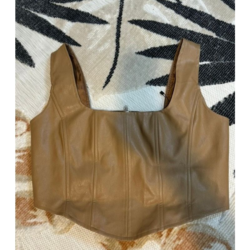 Nasty Gal Nasty Gal Women's Tan Faux Leather Corset Size XL / US 12-14 / IT 48-50 - 4 Thumbnail