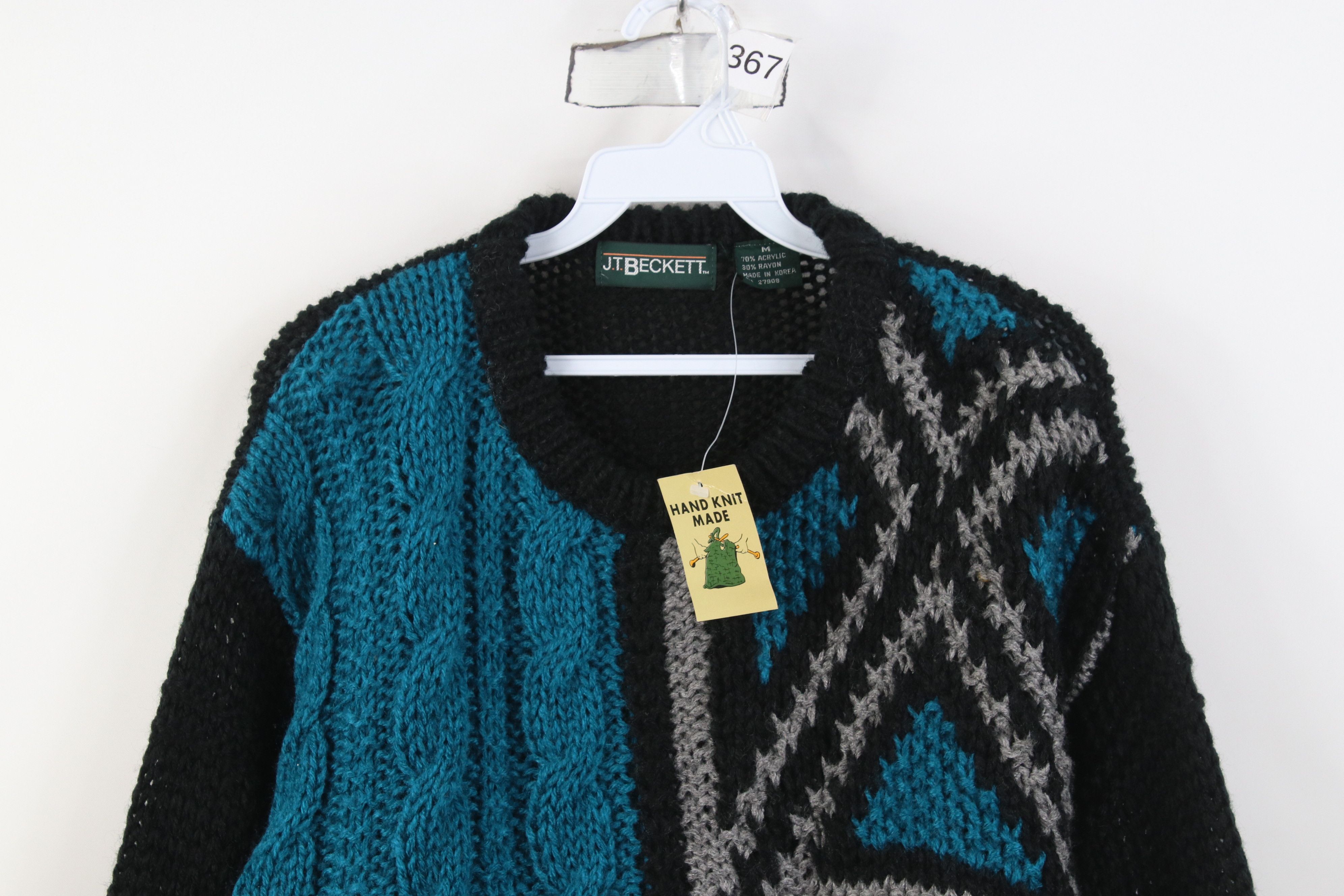 Vintage Deadstock Vintage 90s Streetwear Hand Knit Geometric Sweater Size M / US 6-8 / IT 42-44 - 2 Thumbnail